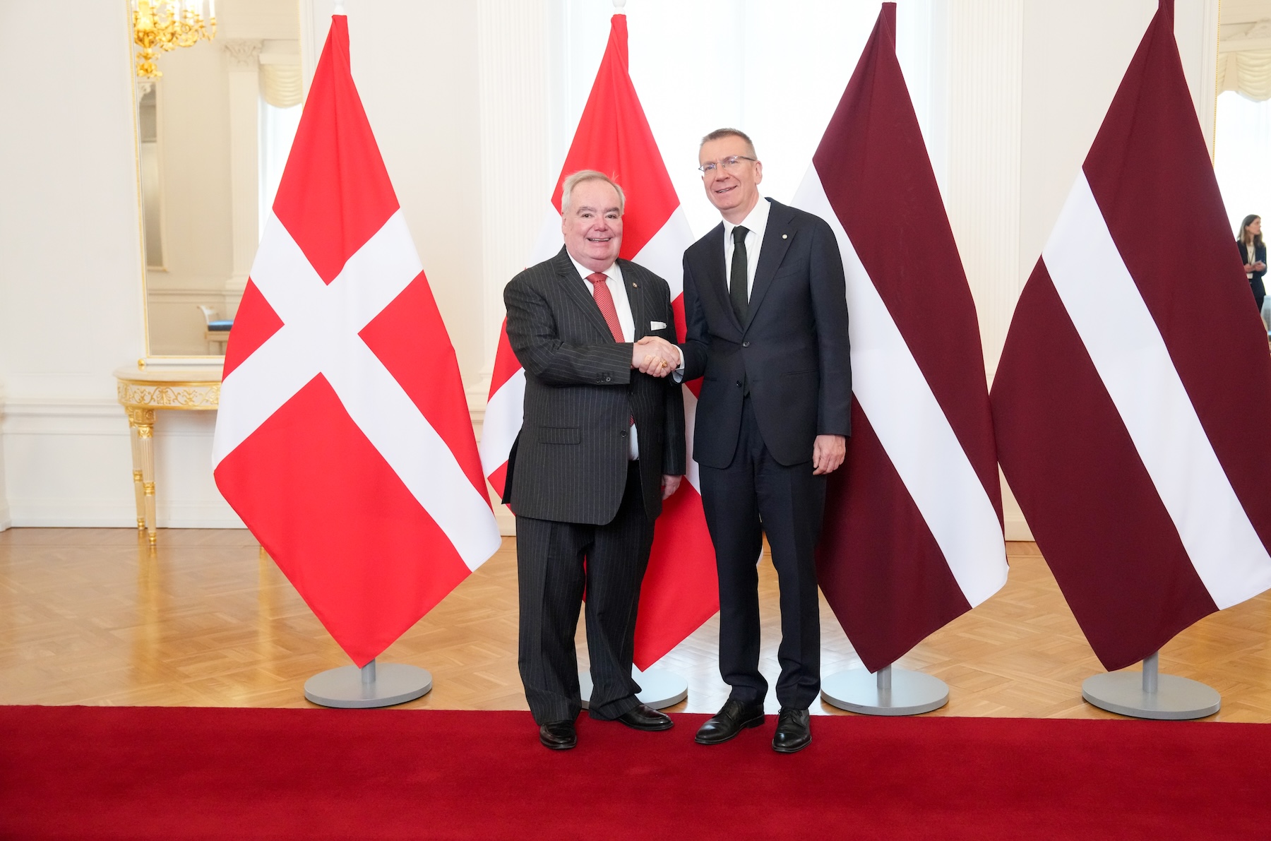 The Grand Master of the Order of Malta, Fra’ John Dunlap, meets the President of the Republic of Latvia, Edgars Rinkēvičs.