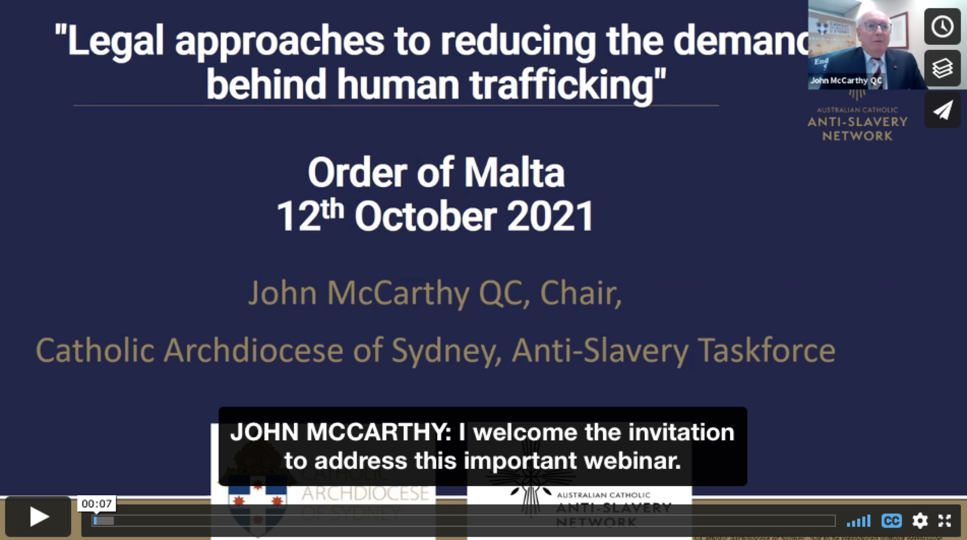 JOHN MCCARTHY – LEGAL APPROACHES TO REDUCING THE DEMAND BEHIND HUMAN TRAFFICKING – 12 OCTOBER 2021