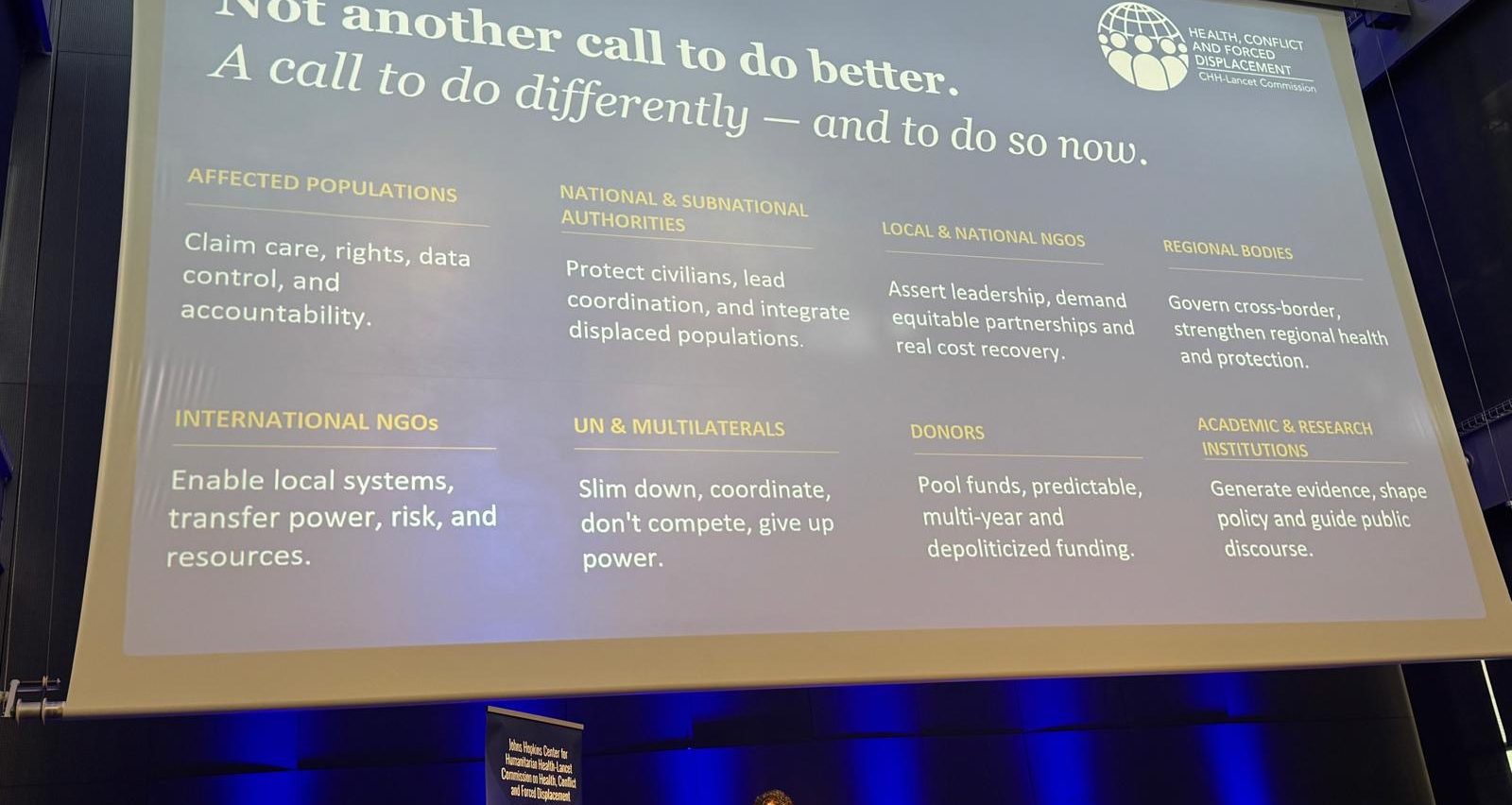 Launch of the Report of the Johns Hopkins CHH–Lancet Commission on Health, Conflict and Forced Displacement –  May 20, 2026, Geneva.